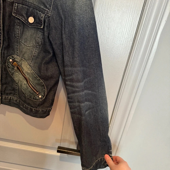 VTG Miss Sixty Denim Jean Jacket Sz Small Y2K Cropped Zipper Italy 90s Archive - Picture 7 of 13